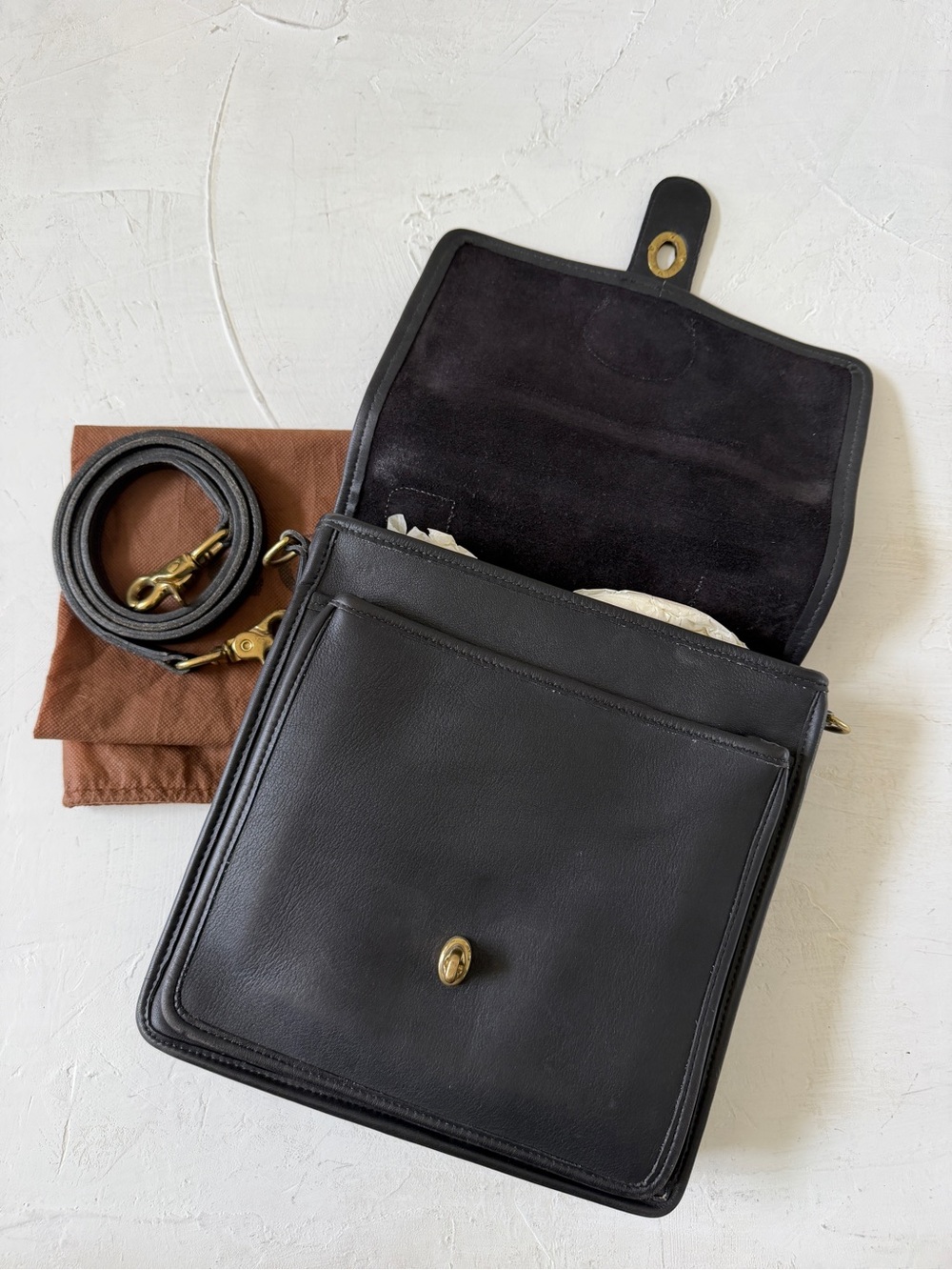 Vintage Coach Black Station Crossbody Top Satchel Bag With Dust Bag - Picture 7 of 12